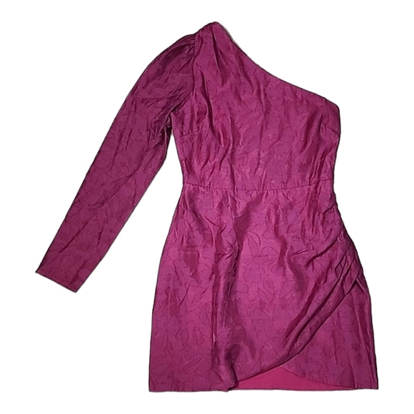 Lulus Dresses & Skirts - Lulu's Magenta Burnout floral print one shloder mini dress size S